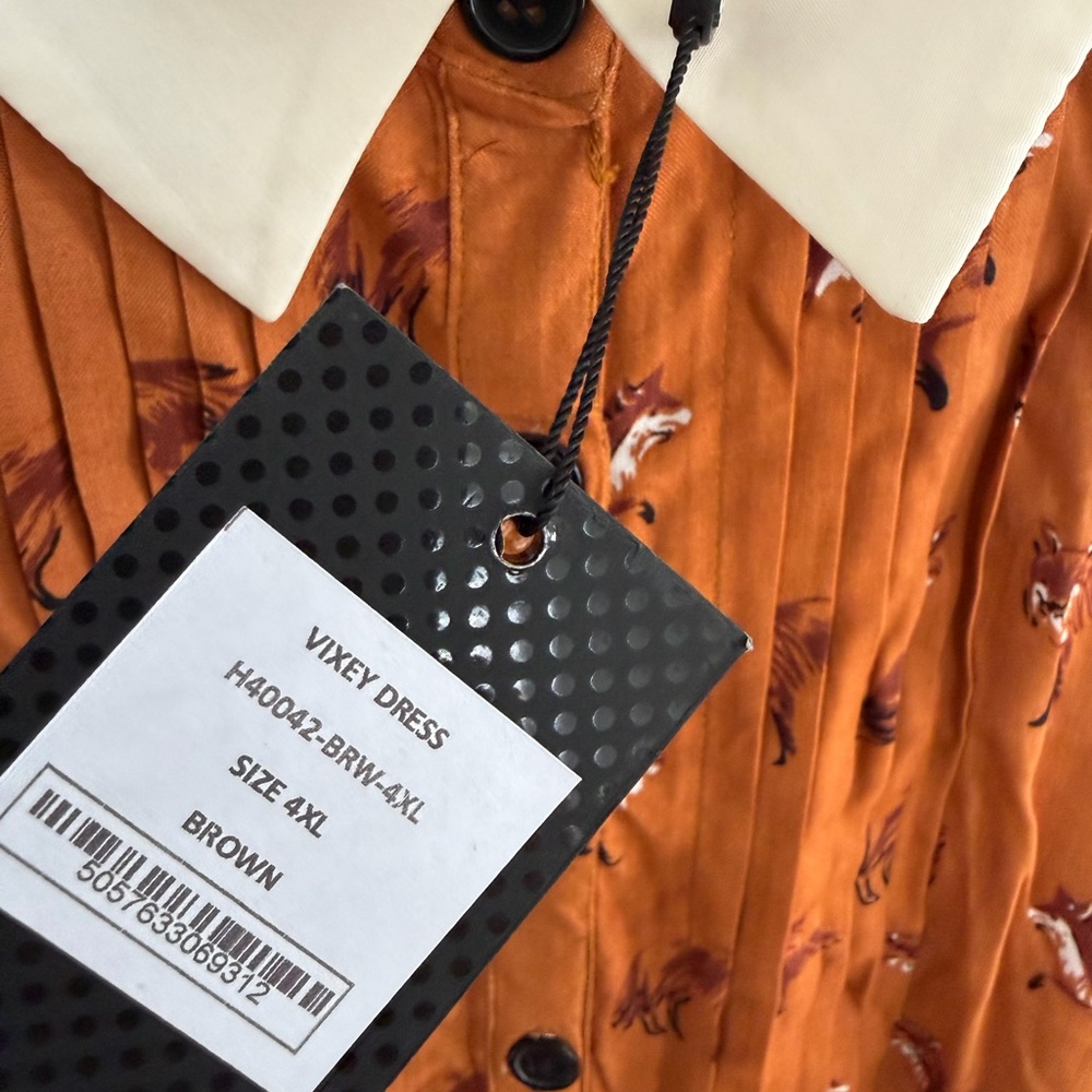 Hell Bunny Vixey Dress Rockabilly Mini Fox Print Retro Vintage Style Size 4x NWT - Picture 2 of 4